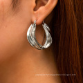 Punk cold wind twisted circle geometric earrings, simple temperament alloy twist earrings